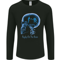 Rugby on the Brain Funny Union Player Mens Long Sleeve T-Shirt Black