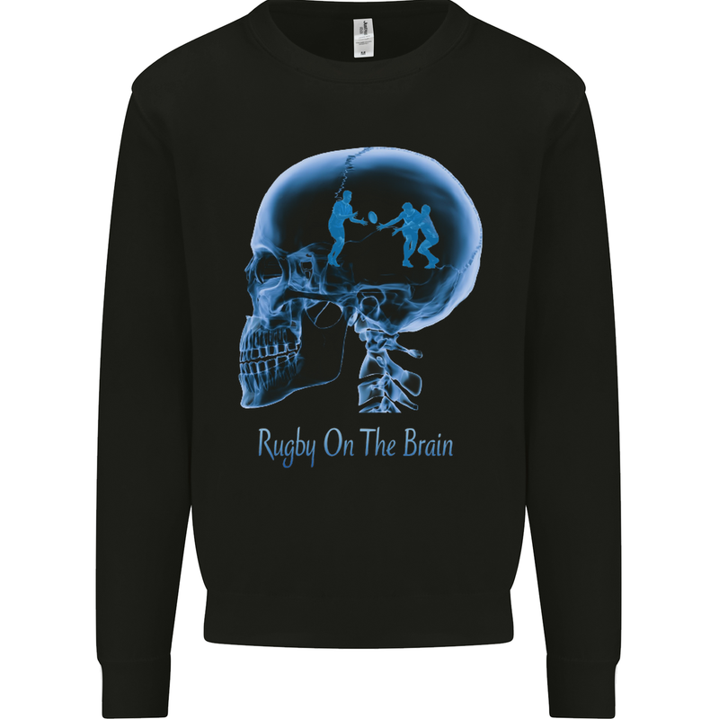 Rugby on the Brain Funny Union Player Mens Sweatshirt Jumper Black