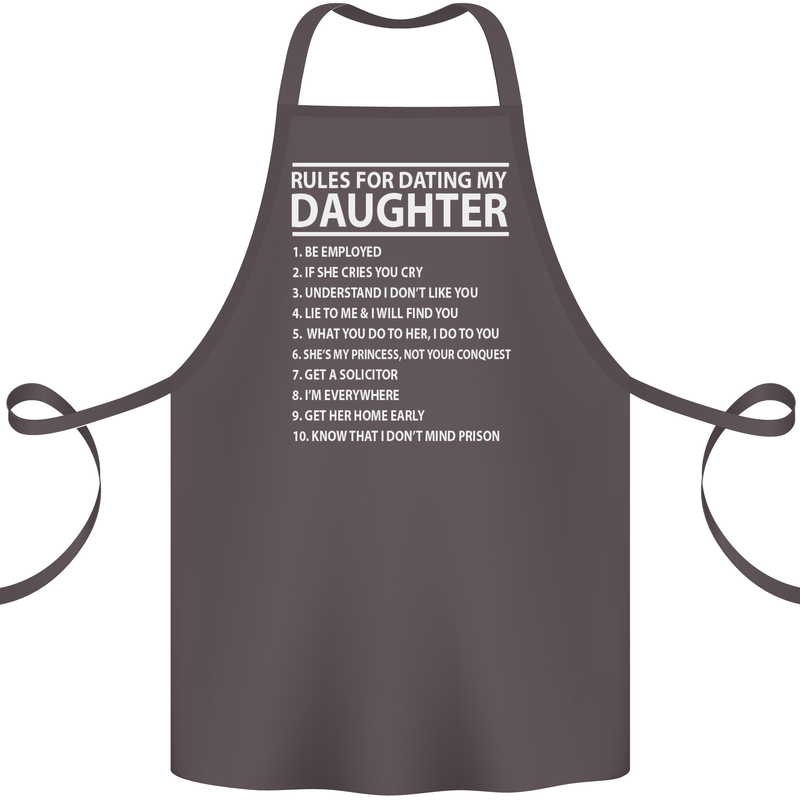 Rules for Dating My Daughter Father's Day Cotton Apron 100% Organic Dark Grey