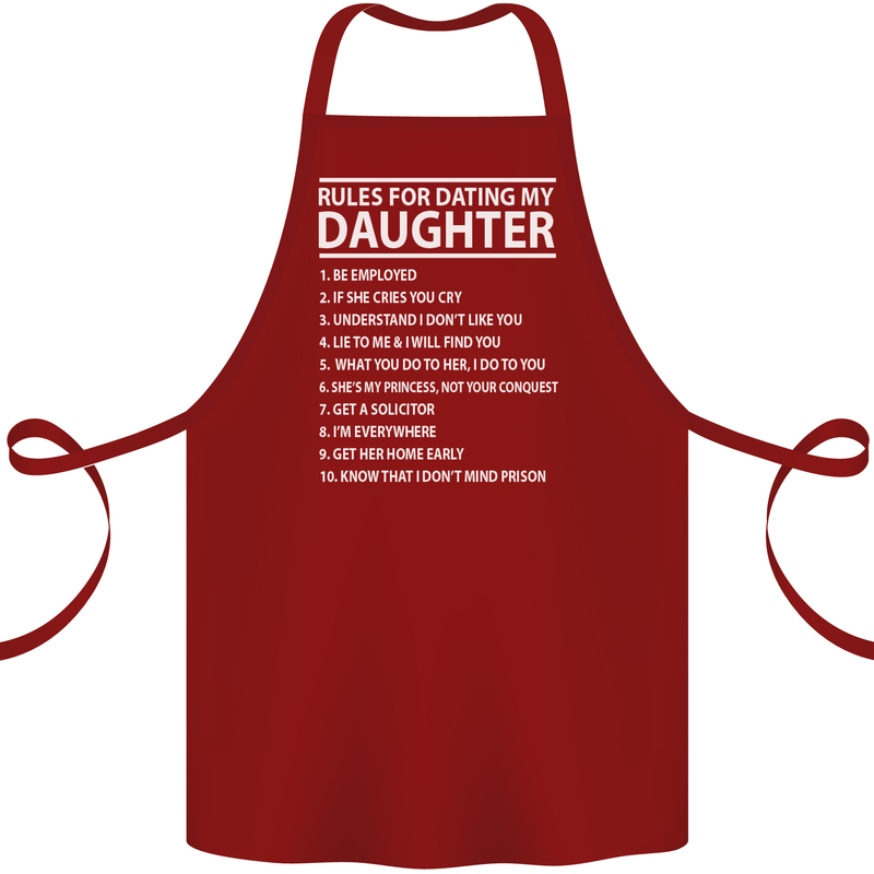 Rules for Dating My Daughter Father's Day Cotton Apron 100% Organic Maroon