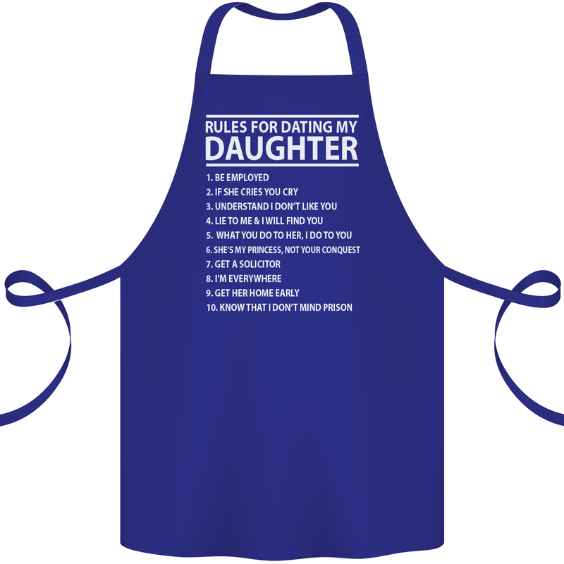 Rules for Dating My Daughter Father's Day Cotton Apron 100% Organic Royal Blue