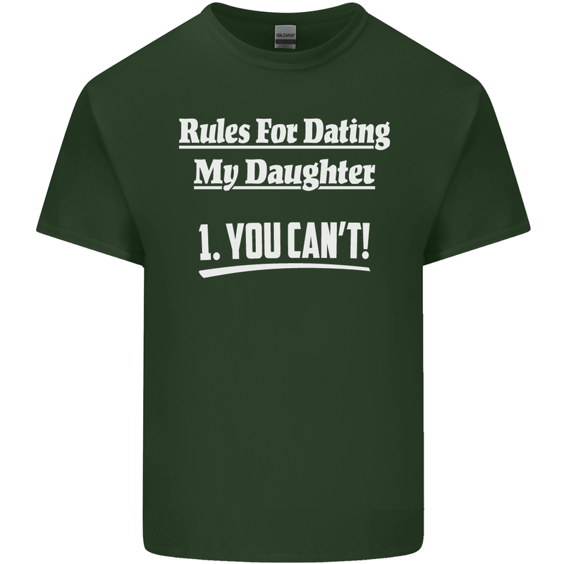 Rules for Dating My Daughter Father's Day Mens Cotton T-Shirt Tee Top Forest Green