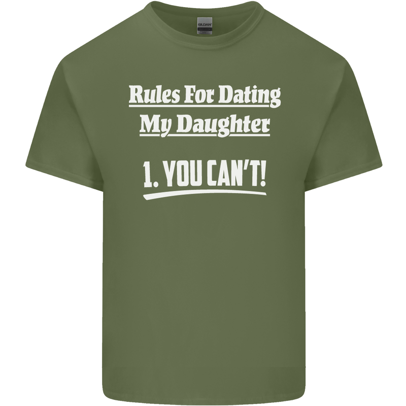 Rules for Dating My Daughter Father's Day Mens Cotton T-Shirt Tee Top Military Green