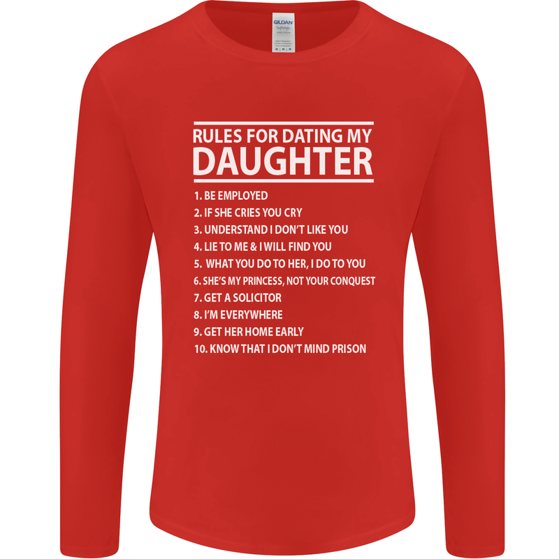 Rules for Dating My Daughter Father's Day Mens Long Sleeve T-Shirt Red