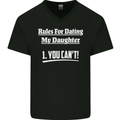 Rules for Dating My Daughter Father's Day Mens V-Neck Cotton T-Shirt Black