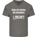 Rules for Dating My Daughter Father's Day Mens V-Neck Cotton T-Shirt Charcoal