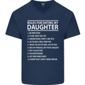 Rules for Dating My Daughter Father's Day Mens V-Neck Cotton T-Shirt Navy Blue