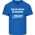 Rules for Dating My Daughter Father's Day Mens V-Neck Cotton T-Shirt Royal Blue