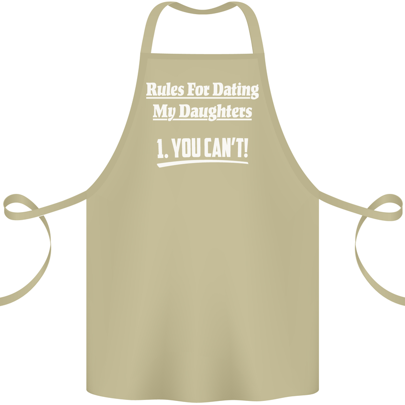 Rules for Dating My Daughters Father's Day Cotton Apron 100% Organic Khaki