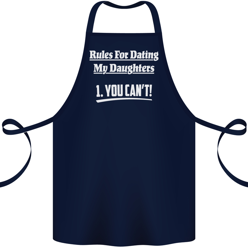 Rules for Dating My Daughters Father's Day Cotton Apron 100% Organic Navy Blue