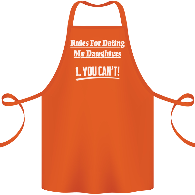 Rules for Dating My Daughters Father's Day Cotton Apron 100% Organic Orange