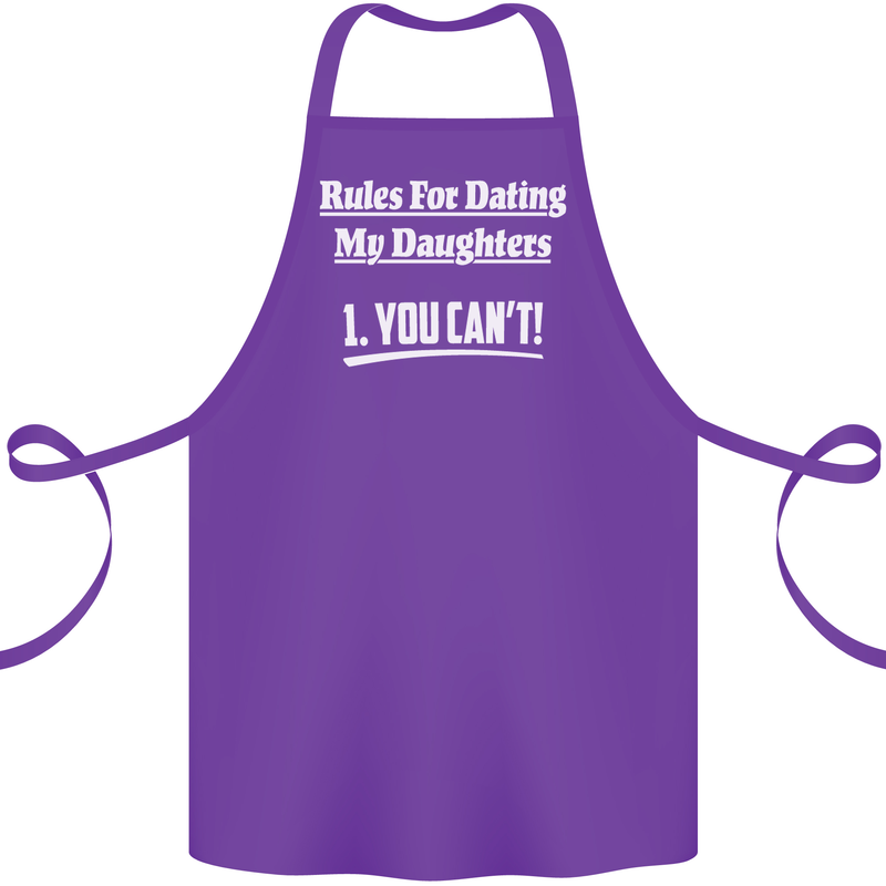 Rules for Dating My Daughters Father's Day Cotton Apron 100% Organic Purple