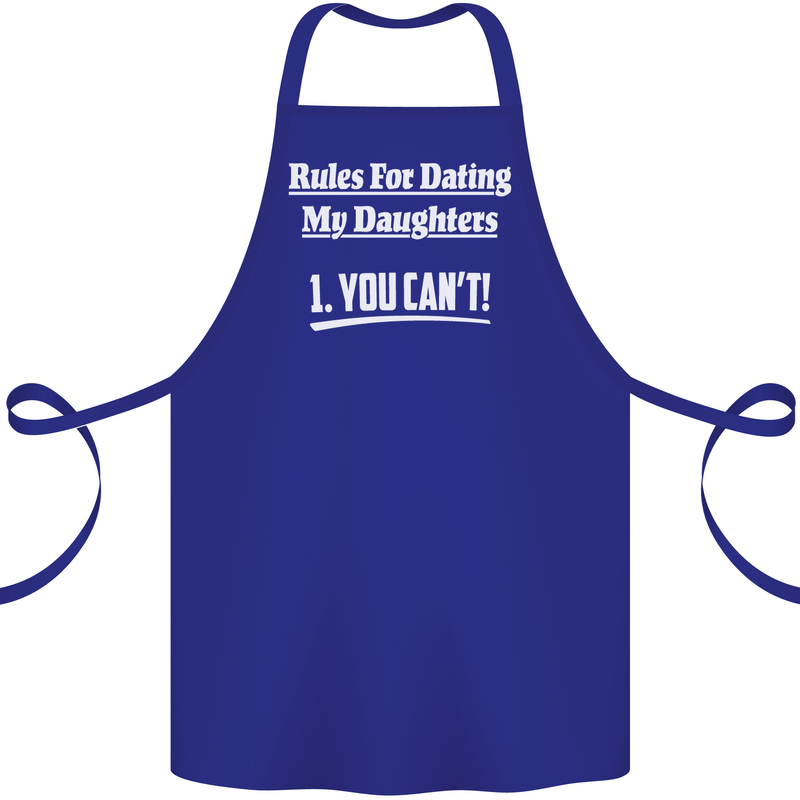 Rules for Dating My Daughters Father's Day Cotton Apron 100% Organic Royal Blue
