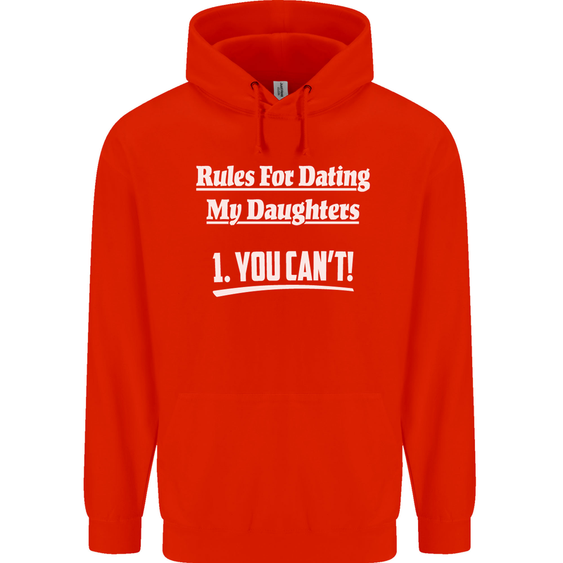 Rules for Dating My Daughters Father's Day Mens 80% Cotton Hoodie Bright Red