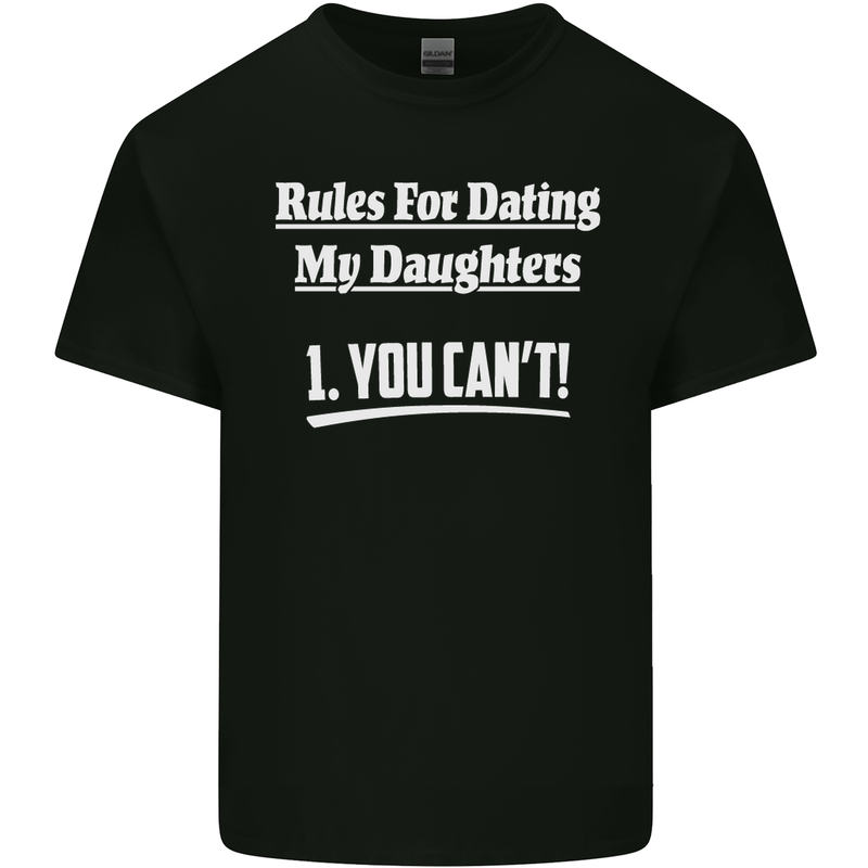 Rules for Dating My Daughters Father's Day Mens Cotton T-Shirt Tee Top Black