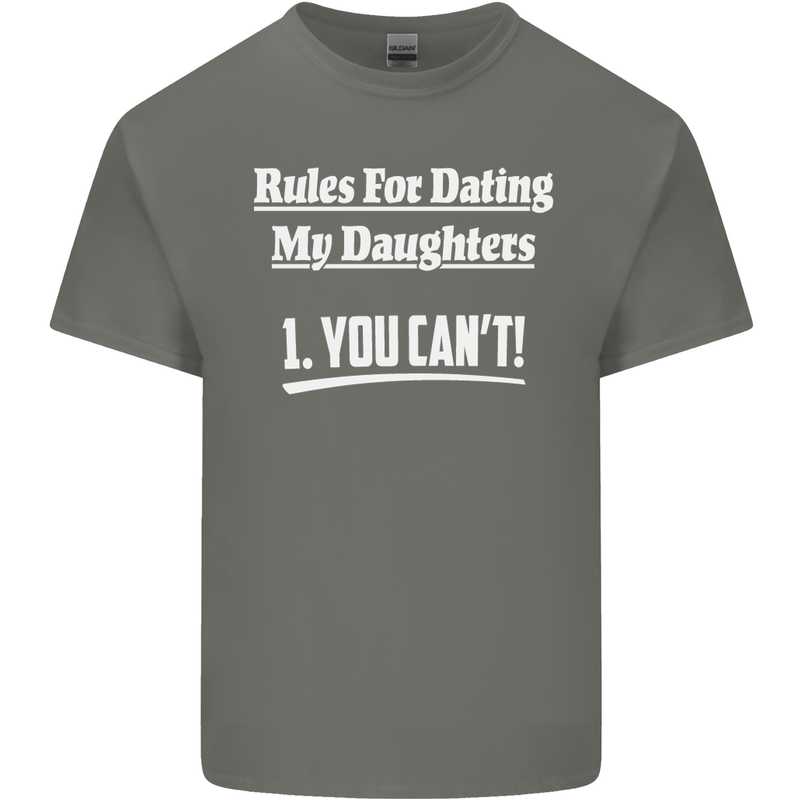 Rules for Dating My Daughters Father's Day Mens Cotton T-Shirt Tee Top Charcoal