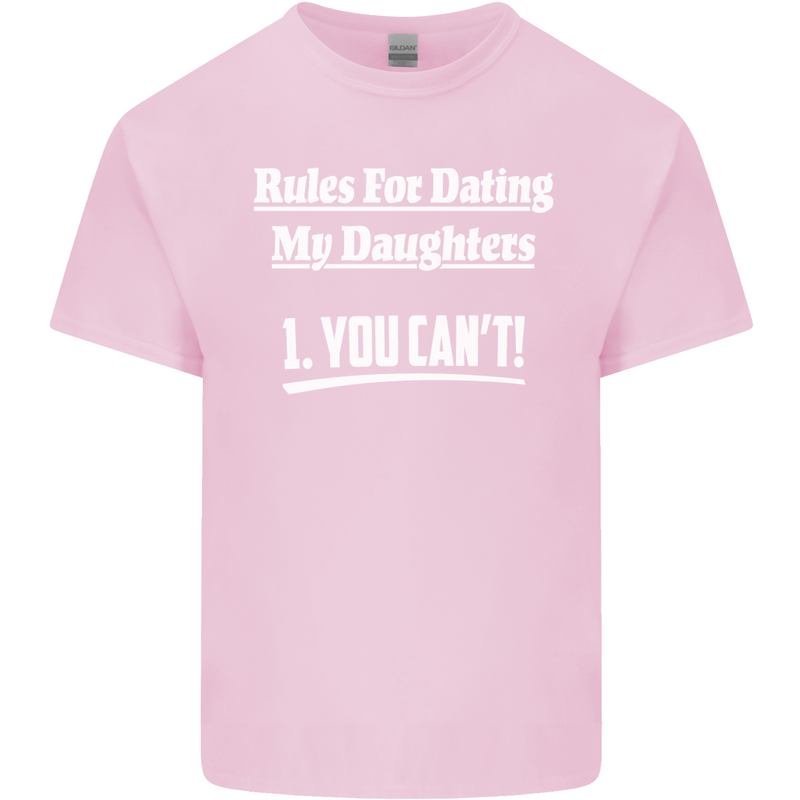 Rules for Dating My Daughters Father's Day Mens Cotton T-Shirt Tee Top Light Pink