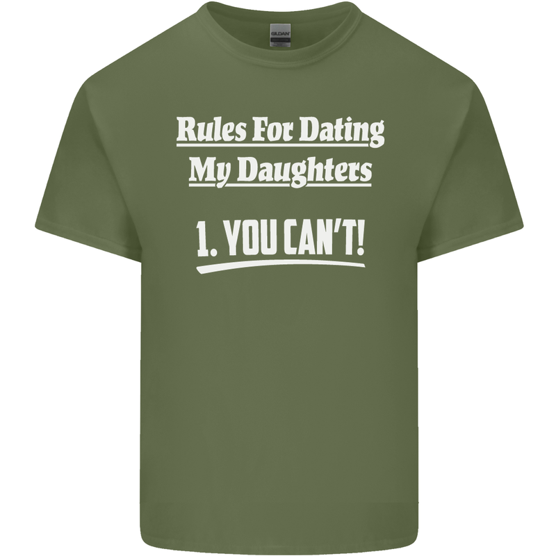Rules for Dating My Daughters Father's Day Mens Cotton T-Shirt Tee Top Military Green