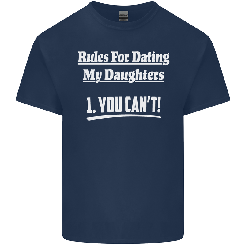 Rules for Dating My Daughters Father's Day Mens Cotton T-Shirt Tee Top Navy Blue
