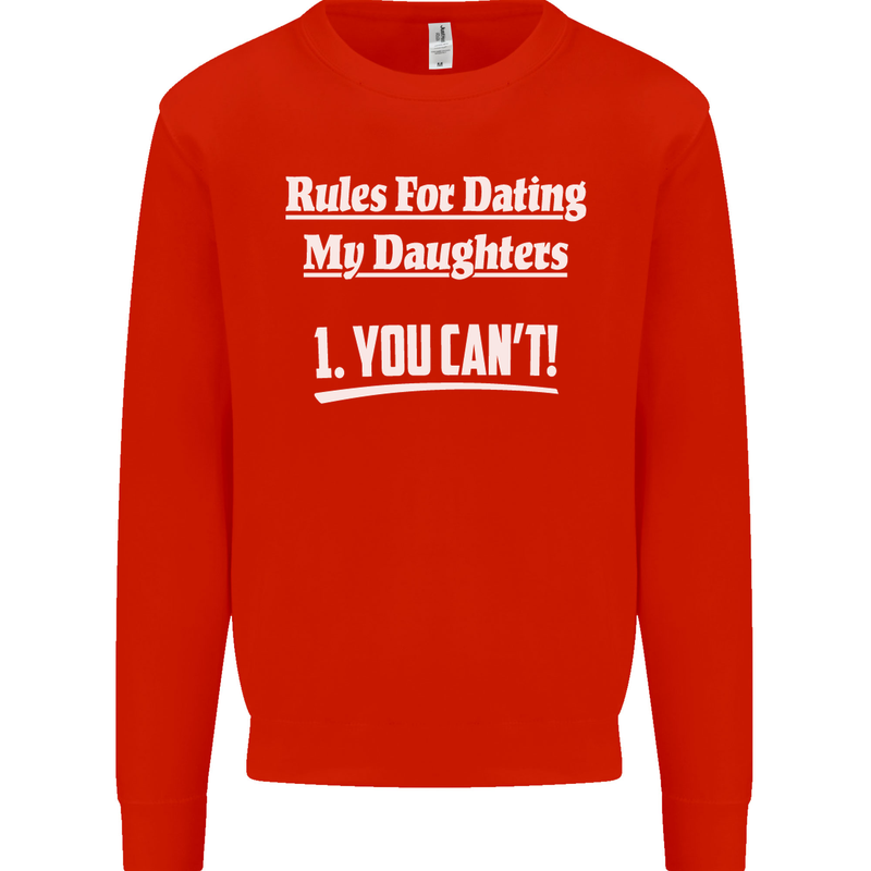 Rules for Dating My Daughters Father's Day Mens Sweatshirt Jumper Bright Red