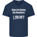 Rules for Dating My Daughters Father's Day Mens V-Neck Cotton T-Shirt Navy Blue