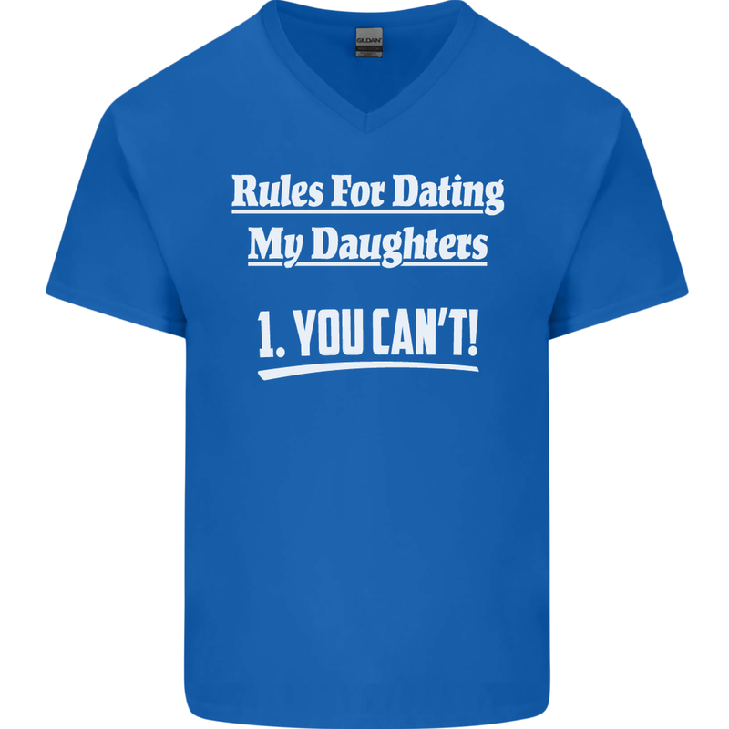 Rules for Dating My Daughters Father's Day Mens V-Neck Cotton T-Shirt Royal Blue