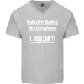Rules for Dating My Daughters Father's Day Mens V-Neck Cotton T-Shirt Sports Grey