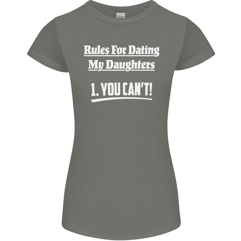 Rules for Dating My Daughters Father's Day Womens Petite Cut T-Shirt Charcoal