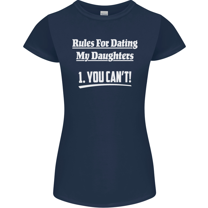Rules for Dating My Daughters Father's Day Womens Petite Cut T-Shirt Navy Blue