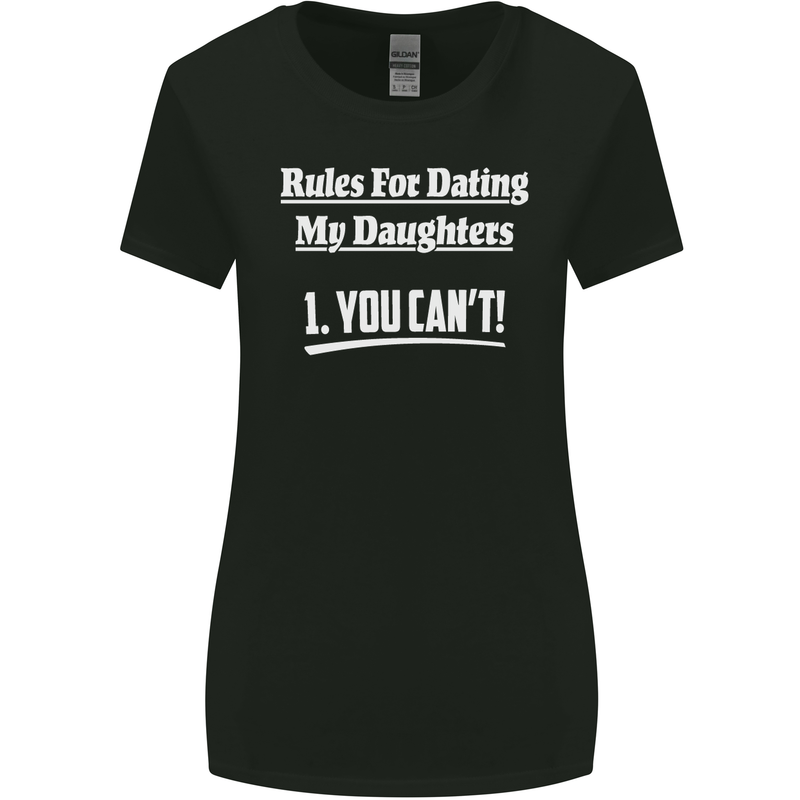 Rules for Dating My Daughters Father's Day Womens Wider Cut T-Shirt Black