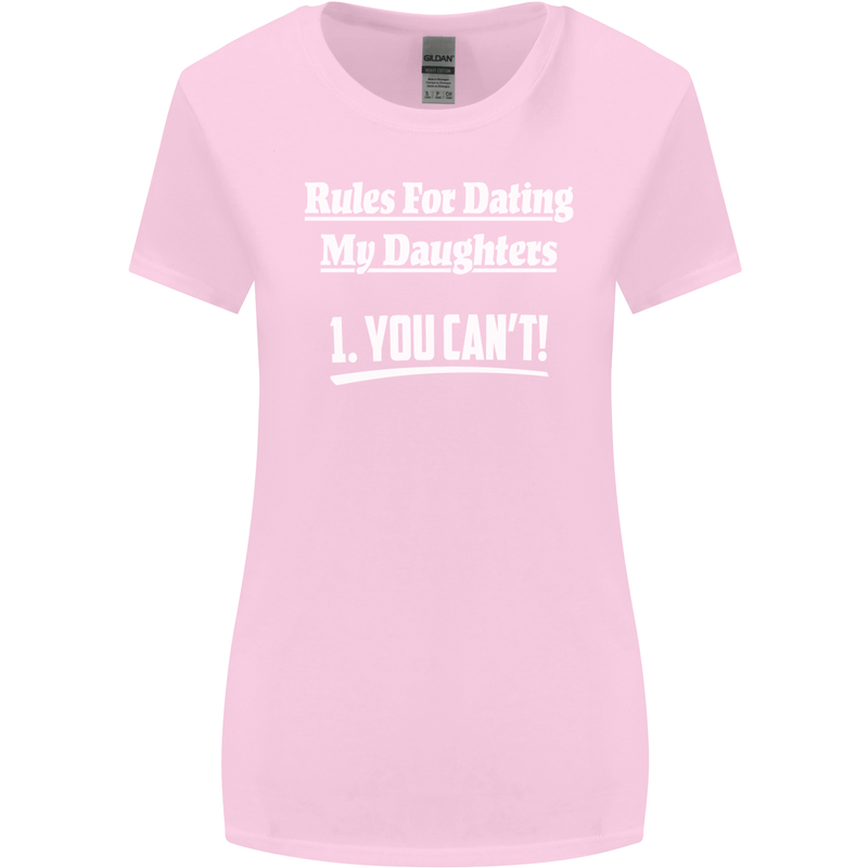 Rules for Dating My Daughters Father's Day Womens Wider Cut T-Shirt Light Pink
