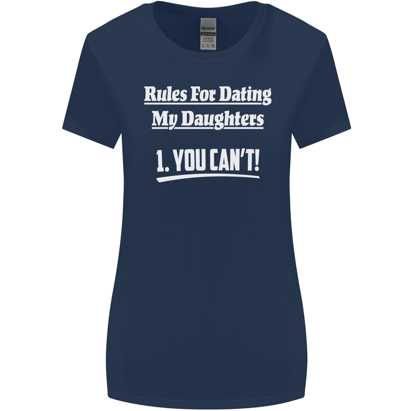 Rules for Dating My Daughters Father's Day Womens Wider Cut T-Shirt Navy Blue