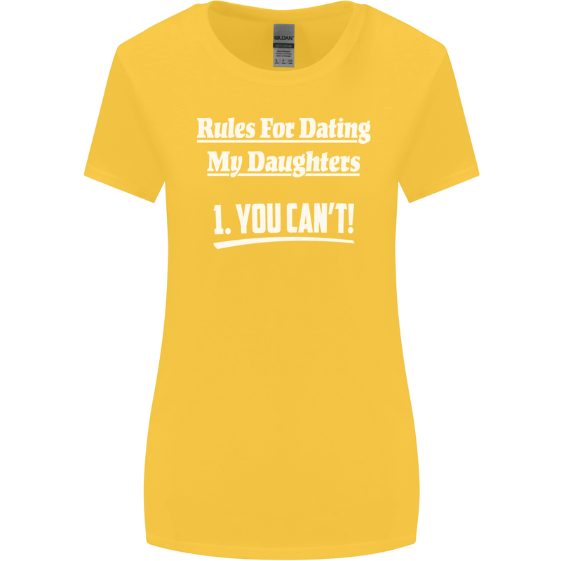 Rules for Dating My Daughters Father's Day Womens Wider Cut T-Shirt Yellow