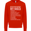 Rules for Dating My Niece Uncle's Day Funny Mens Sweatshirt Jumper Bright Red
