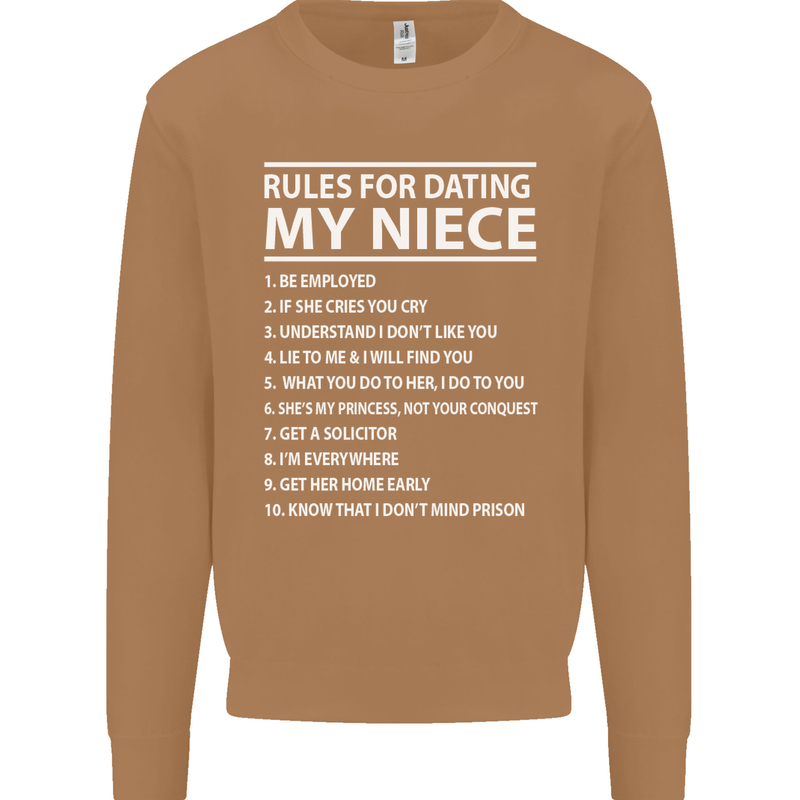 Rules for Dating My Niece Uncle's Day Funny Mens Sweatshirt Jumper Caramel Latte