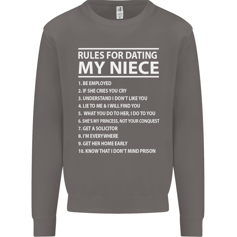 Rules for Dating My Niece Uncle's Day Funny Mens Sweatshirt Jumper Charcoal