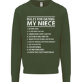 Rules for Dating My Niece Uncle's Day Funny Mens Sweatshirt Jumper Forest Green