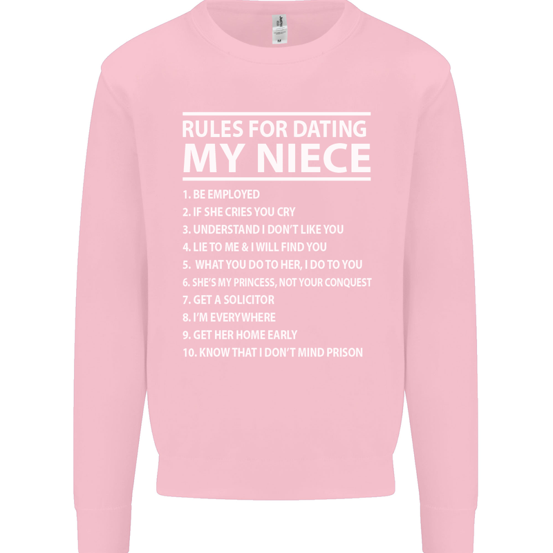 Rules for Dating My Niece Uncle's Day Funny Mens Sweatshirt Jumper Light Pink
