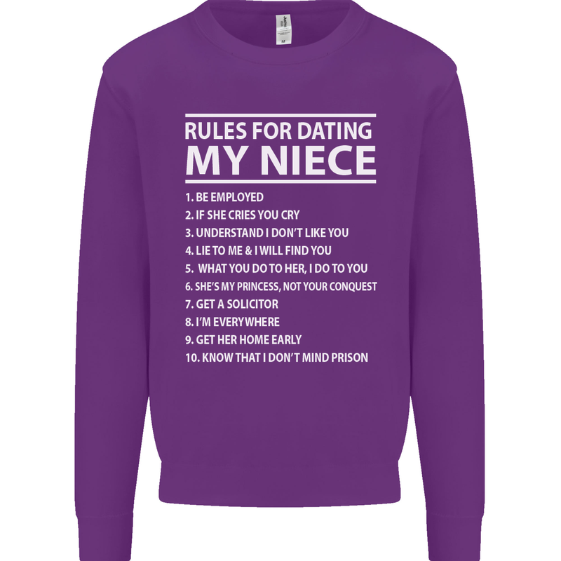 Rules for Dating My Niece Uncle's Day Funny Mens Sweatshirt Jumper Purple