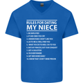 Rules for Dating My Niece Uncle's Day Funny Mens V-Neck Cotton T-Shirt Royal Blue
