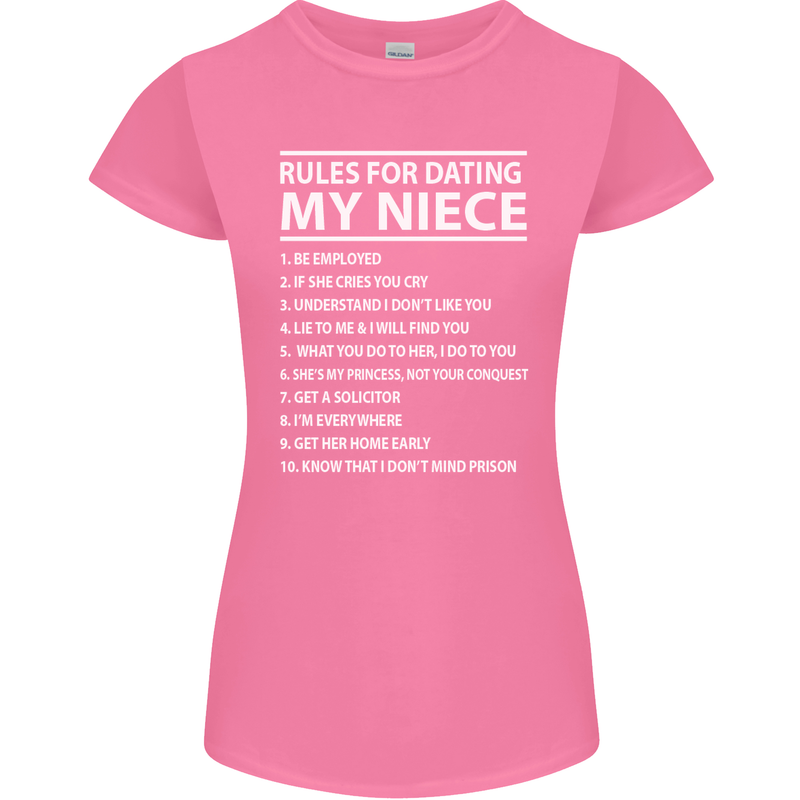 Rules for Dating My Niece Uncle's Day Funny Womens Petite Cut T-Shirt Azalea