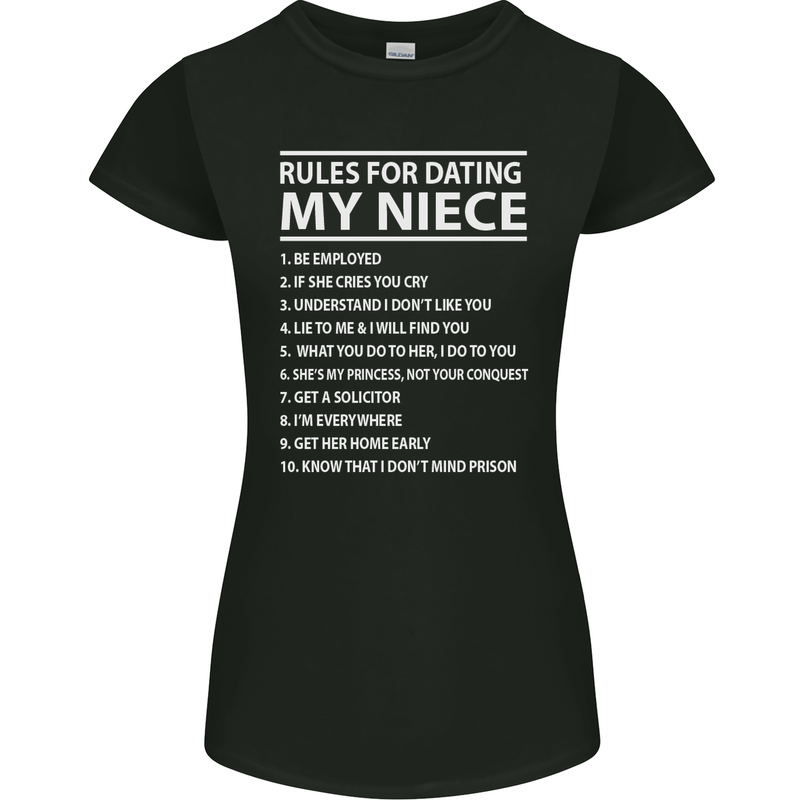 Rules for Dating My Niece Uncle's Day Funny Womens Petite Cut T-Shirt Black