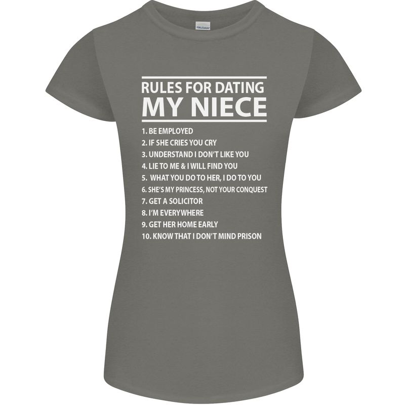 Rules for Dating My Niece Uncle's Day Funny Womens Petite Cut T-Shirt Charcoal