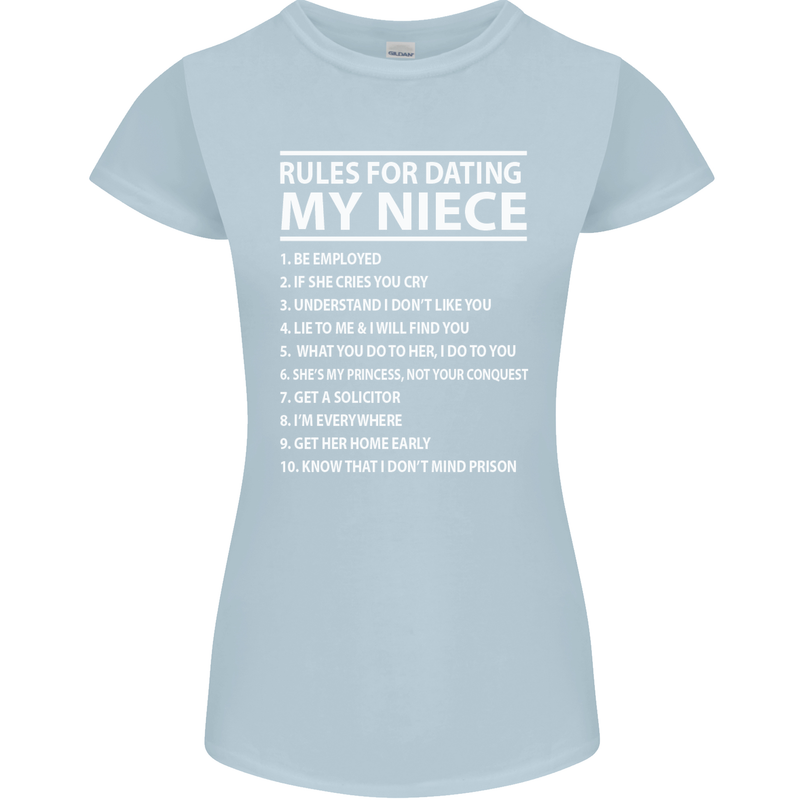 Rules for Dating My Niece Uncle's Day Funny Womens Petite Cut T-Shirt Light Blue