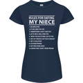 Rules for Dating My Niece Uncle's Day Funny Womens Petite Cut T-Shirt Navy Blue