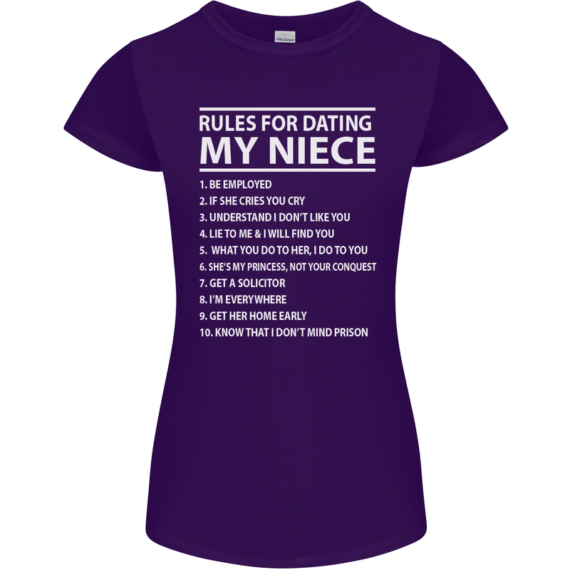 Rules for Dating My Niece Uncle's Day Funny Womens Petite Cut T-Shirt Purple