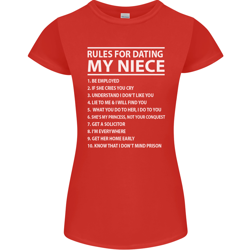 Rules for Dating My Niece Uncle's Day Funny Womens Petite Cut T-Shirt Red