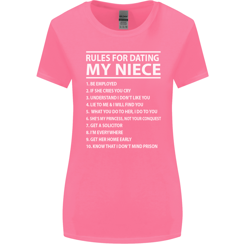 Rules for Dating My Niece Uncle's Day Funny Womens Wider Cut T-Shirt Azalea