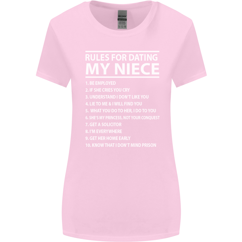 Rules for Dating My Niece Uncle's Day Funny Womens Wider Cut T-Shirt Light Pink