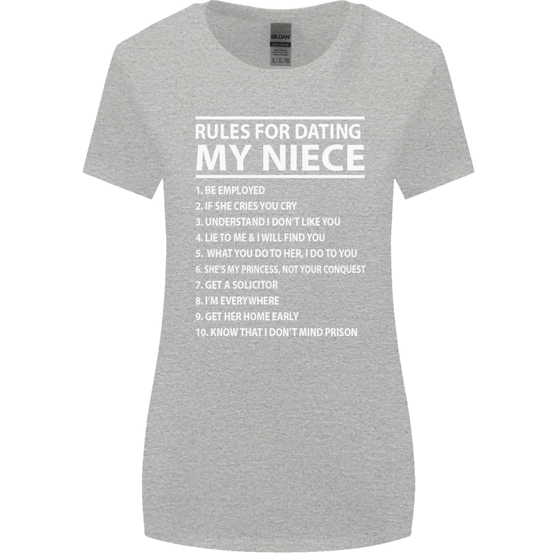 Rules for Dating My Niece Uncle's Day Funny Womens Wider Cut T-Shirt Sports Grey